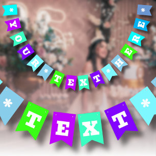 Neon Blauwe Tinten Effen Kleur   Op Maat Vlaggetjes