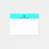 Neon Blauwe Trendige Gepersonaliseerde Naam Letter Post-it® Notes (Voorkant)
