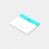 Neon Blauwe Trendige Gepersonaliseerde Naam Letter Post-it® Notes (Schuin)