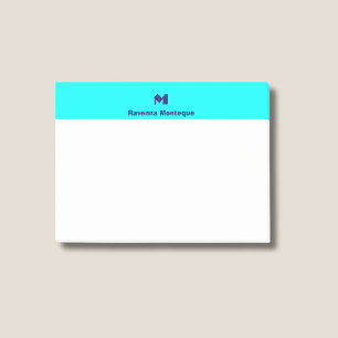 Neon Blauwe Trendige Gepersonaliseerde Naam Letter Post-it® Notes