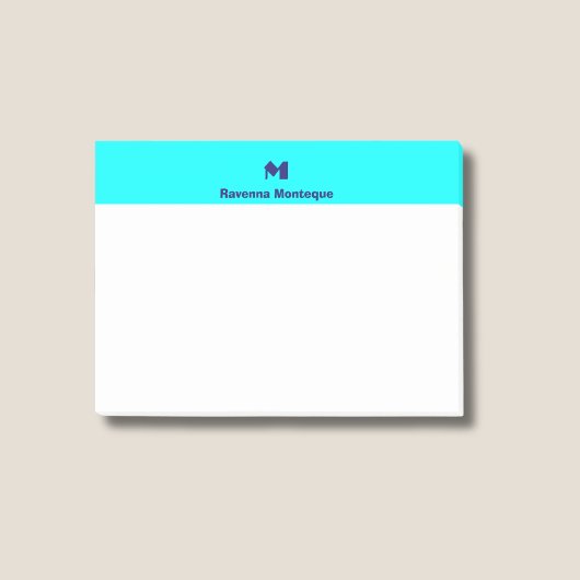 Neon Blauwe Trendige Gepersonaliseerde Naam Letter Post-it® Notes