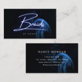 Neon Blauwe Vlechten Script Typografie Visitekaartje (Voorkant / Achterkant)