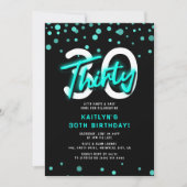 Neon Blauwgroen 30ste verjaardagsfeestje Kaart (Voorkant)