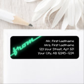 Neon Blauwgroen & Black Return-adreslabels Etiket (Insitu)