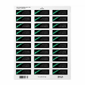 Neon Blauwgroen & Black Return-adreslabels Etiket (Full Sheet)