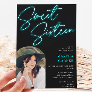 Neon blauwgroen blauw teken script fun foto boog S Kaart