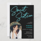 Neon blauwgroen blauw teken script fun foto boog S Kaart (Voorkant)