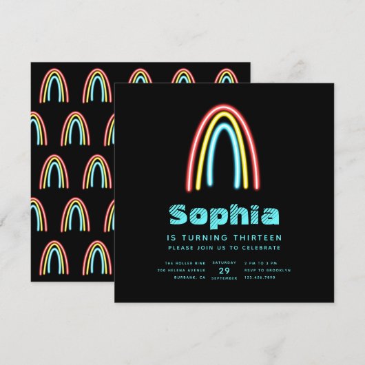 Neon Blauwgroen regenboogdag Kaart (Voorkant / Achterkant)