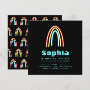 Neon Blauwgroen regenboogdag Kaart