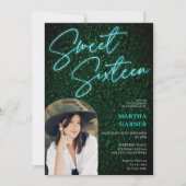 Neon blauwgroen teken script groene foto boog Swee Kaart (Voorkant)