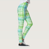 Neon blauwgroene ruit leggings (Rechts)