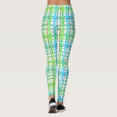Neon blauwgroene ruit leggings (Achterkant)