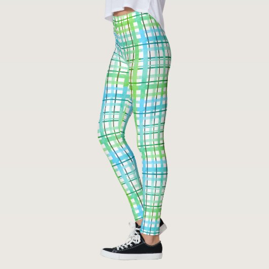 Neon blauwgroene ruit leggings (Links)