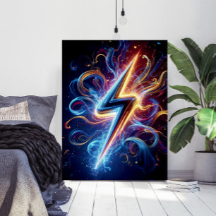 Neon Bliksemschicht Muur Kunst Poster