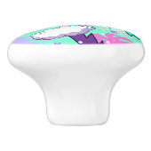 Neon bliksemschichten & sterren patroon keramische knop (Zijkant)