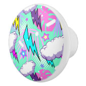 Neon bliksemschichten & sterren patroon keramische knop (Rechts)