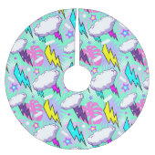 Neon bliksemschichten & sterren patroon kerstboom rok (Voorkant)