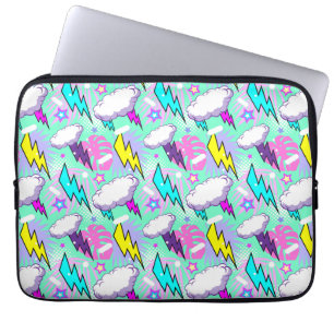 Neon bliksemschichten & sterren patroon laptop sleeve