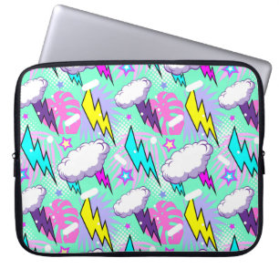Neon bliksemschichten & sterren patroon laptop sleeve