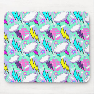 Neon bliksemschichten & sterren patroon muismat