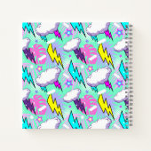 Neon bliksemschichten & sterren patroon notitieboek (Achterkant)