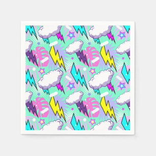 Neon bliksemschichten & sterren patroon servet