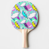 Neon bliksemschichten & sterren patroon tafeltennisbatje (Voorkant)