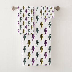 neon bliksemschichtpatroon bad handdoek