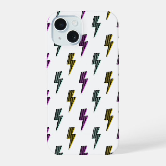 neon bliksemschichtpatroon iPhone 15 case (Achterkant)