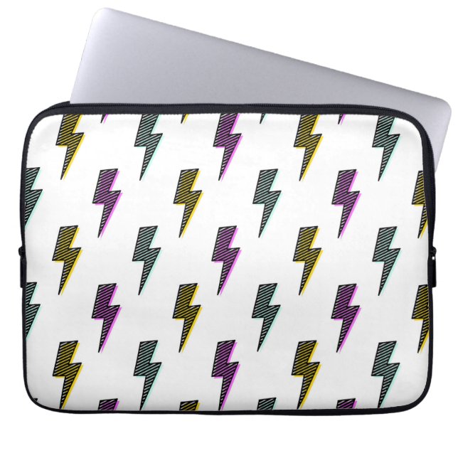  neon bliksemschichtpatroon laptop sleeve (Voorkant)