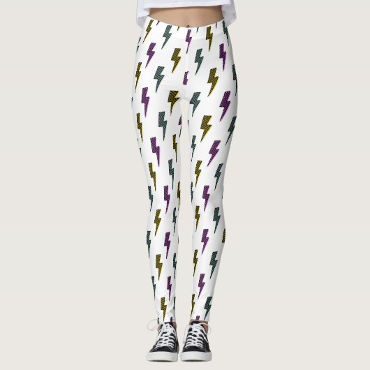 neon bliksemschichtpatroon leggings (Voorkant)