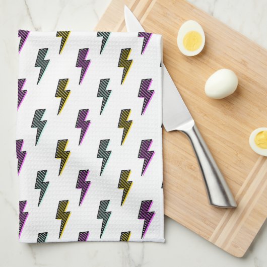  neon bliksemschichtpatroon theedoek (Quarter Fold)