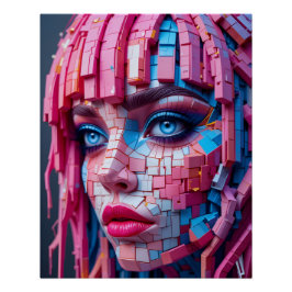 Neon Block Portrait Perfect Poster