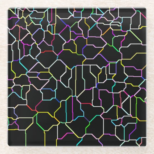 Neon Block Tile Glass Onderzetter (Voorkant)