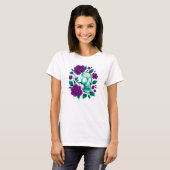Neon Bloei – Schedel in Rozen T-shirt (Voorkant volledig)