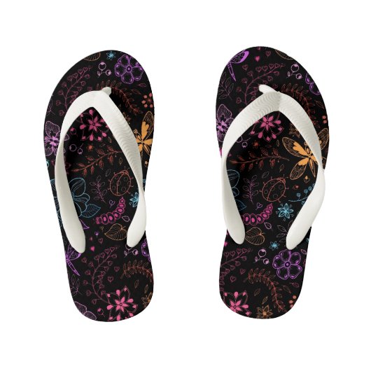 Neon Bloem Vlinder Slippers Kinder Teenslippers (Voetbed)
