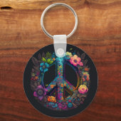 Neon Bloem Vredesteken Sleutelhanger (Voorkant)