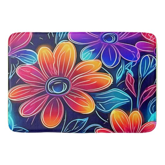 Neon bloemen bloeien helder badmat (Voorkant)