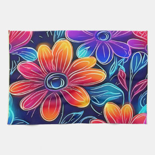 Neon Bloemen Bloeien Helder Theedoek