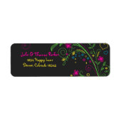 Neon Bloemen Bruiloft Retouradres Label (Voorkant)