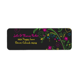 Neon Bloemen Bruiloft Retouradres Label