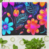 Neon Bloemen Fantasie Theedoek (Gevouwen)