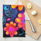 Neon Bloemen Fantasie Theedoek (Quarter Fold)