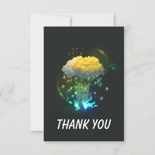 Neon Bloemen Flat Dank u kaart (Voorkant)