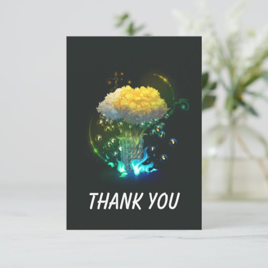 Neon Bloemen Flat Dank u kaart (Staand voorkant)