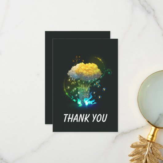 Neon Bloemen Flat Dank u kaart (Voorkant / Achterkant in situ)