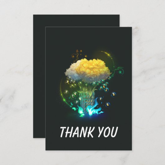 Neon Bloemen Flat Dank u kaart (Voorkant / Achterkant)