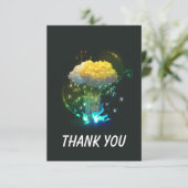Neon Bloemen Platte Bedankkaart (Staand voorkant)