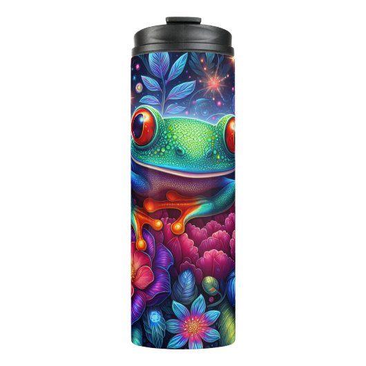 Neon Bloemenkikker Botanisch Thermosbeker (Voorkant)