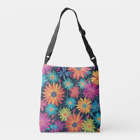 Neon bloemenprint crossbody tas (Achterkant)